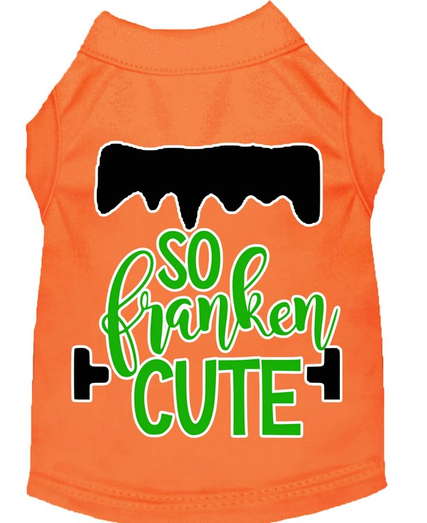 So Franken Cute Screen Print Dog Shirt Orange XS